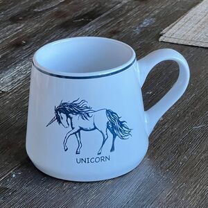 Orly Maison Unicorn Coffee Mug White Blue Unicorns Ceramic Cup 14 oz